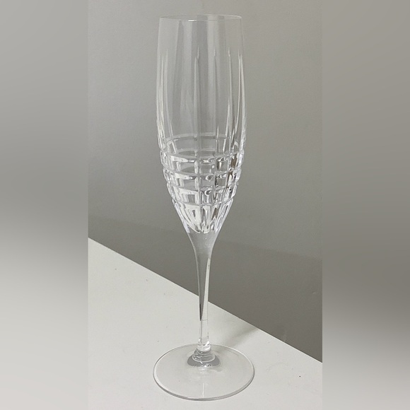 Vtg Tiffany & Co. Plaid Check Pattern Crystal Fluted Champagne Glass